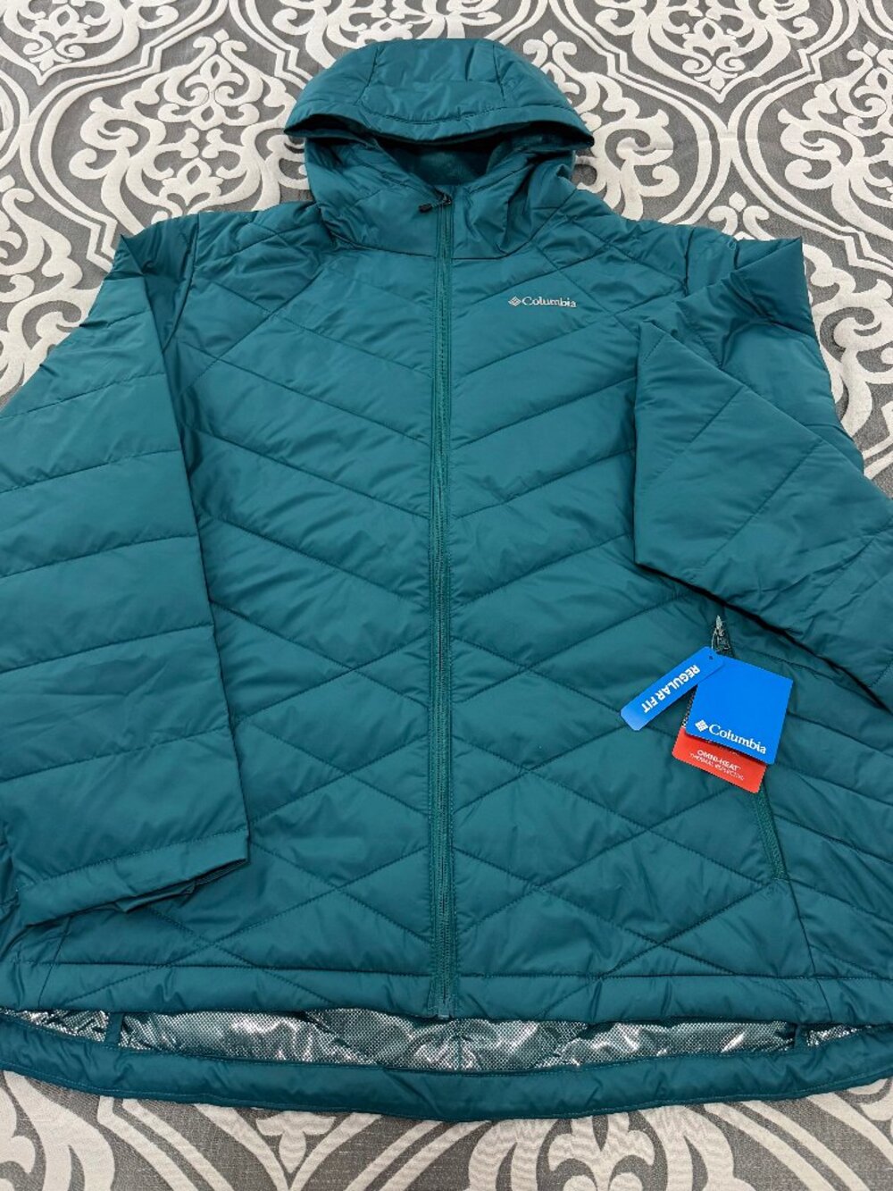 NWT Columbia Heavenly Hooded Jacket Omni-Heat Teal Blue Plush Lined Plus 2X